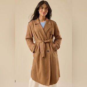 Altar’d State Women's Faux Suede Tan Trench Coat